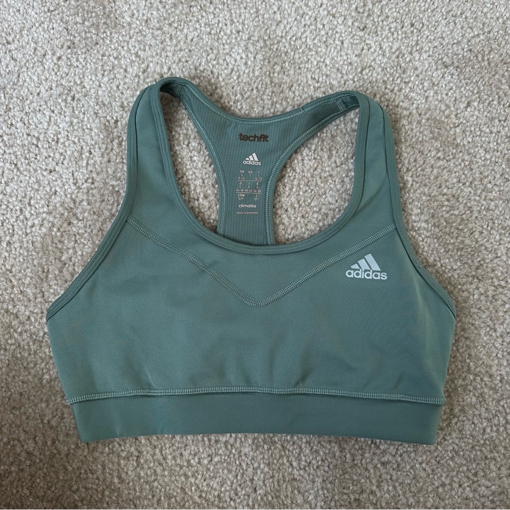 Adidas Jade Green Sports Bra - Racerback
